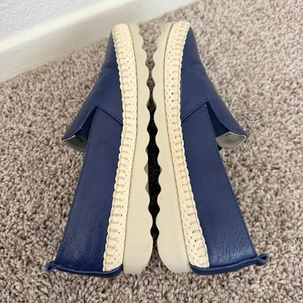 The FLEXX Chappie Slip-On Sneakers Blue Leather Jute-Wrapped Sole Women 5.5